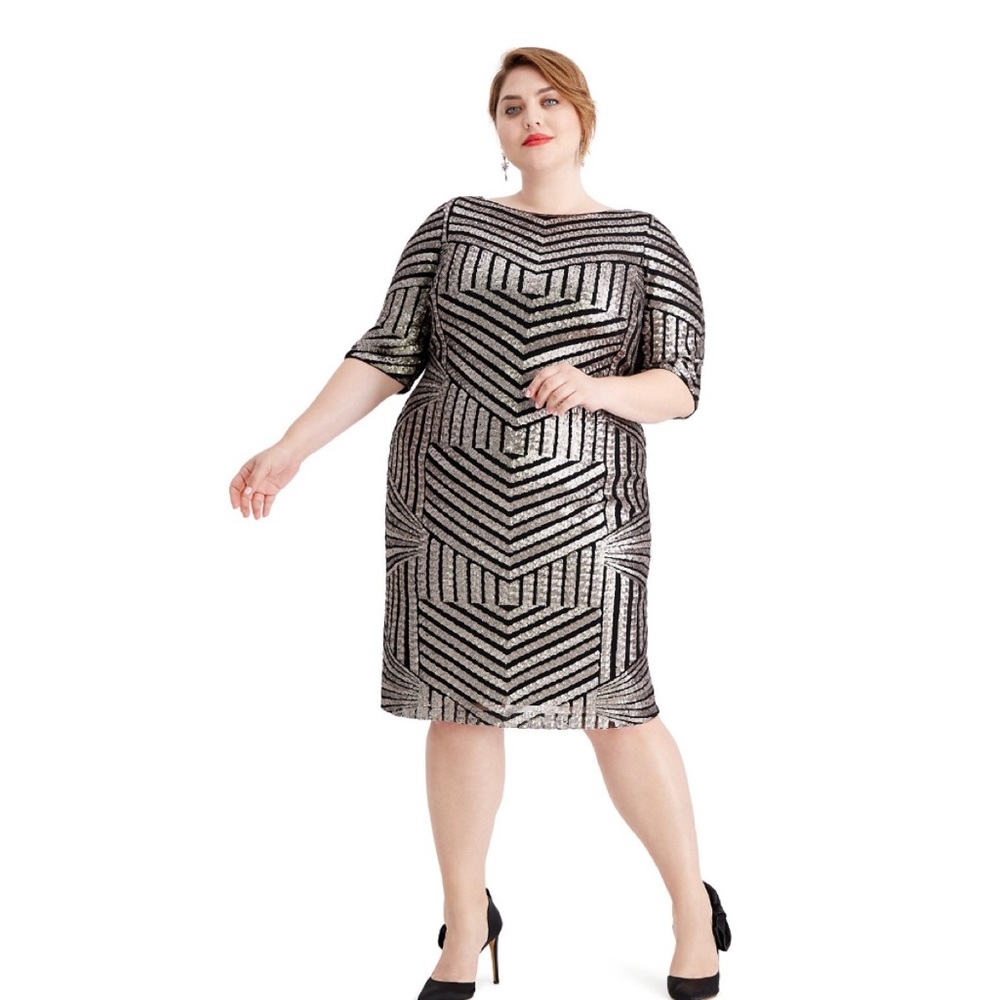 NWT R & M Richards Matte Sequin Bodycon Dress